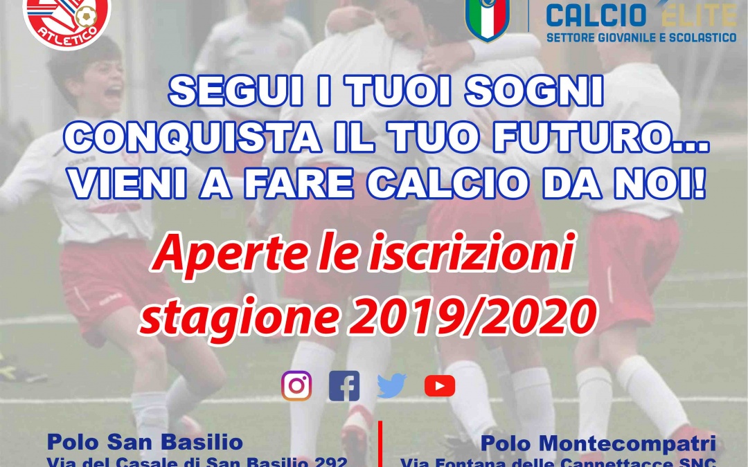Aperte le iscrizioni alla stagione 2019/2020
