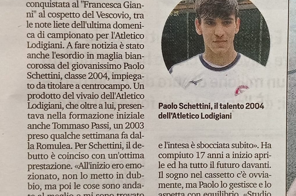 Alla vigilia del big match contro il Sora, riproponiamo l’intervista al nostro giovanissimo Paolo Schettini pubblicata sul “Corriere dello Sport” dopo il suo debutto in Eccellenza di domenica scorsa..